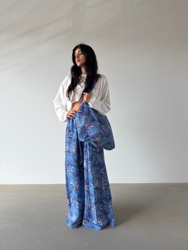 TORBA MAXI SHOPPER ANTICCA BLUE MATTE