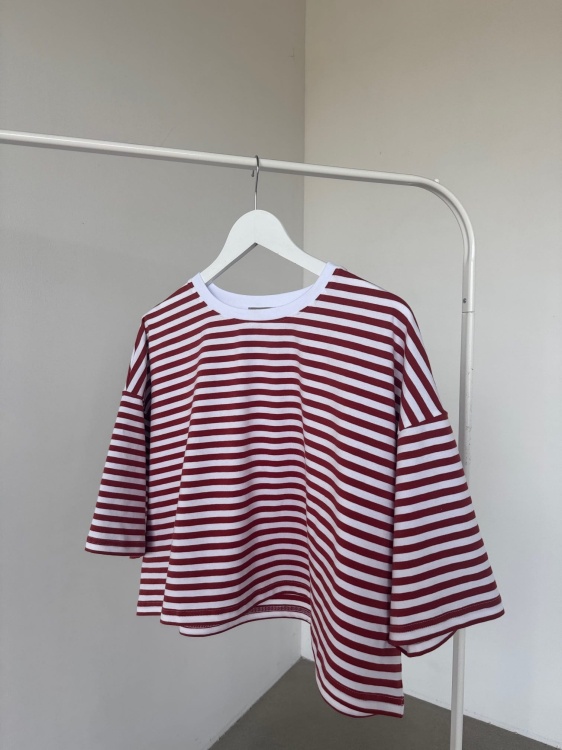 BLUZKA CROP TOP STRIPE RED