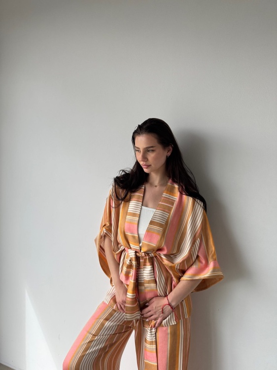 KIMONO VENEZIA SILK VISCOSE STRIPED