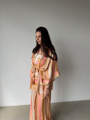 KIMONO VENEZIA SILK VISCOSE STRIPED